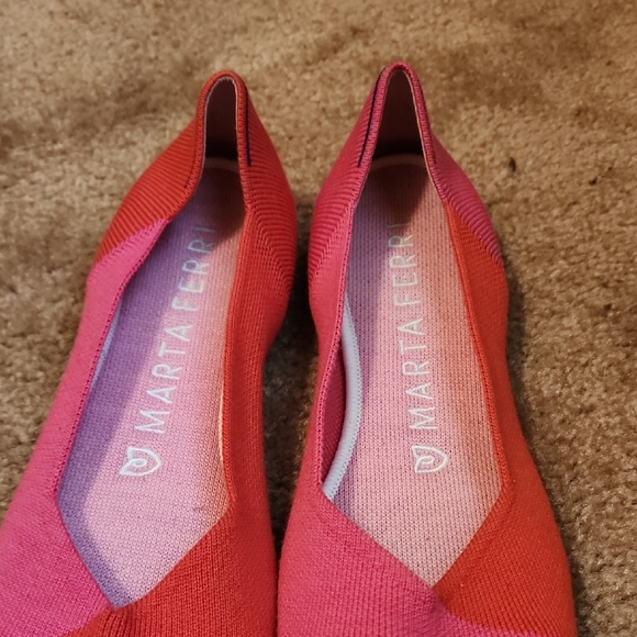 Rothy's X Marta Ferri Flats Flame Azalea Colorblock Especial Edition Retired - Picture 3 of 15